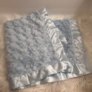 Bearington Baby Collection Blue FauxFur & Satin Security Blanket Lovey Swirls